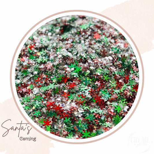 Santa's Coming | Mixed Chunky Polyester Glitter = 1 lb
